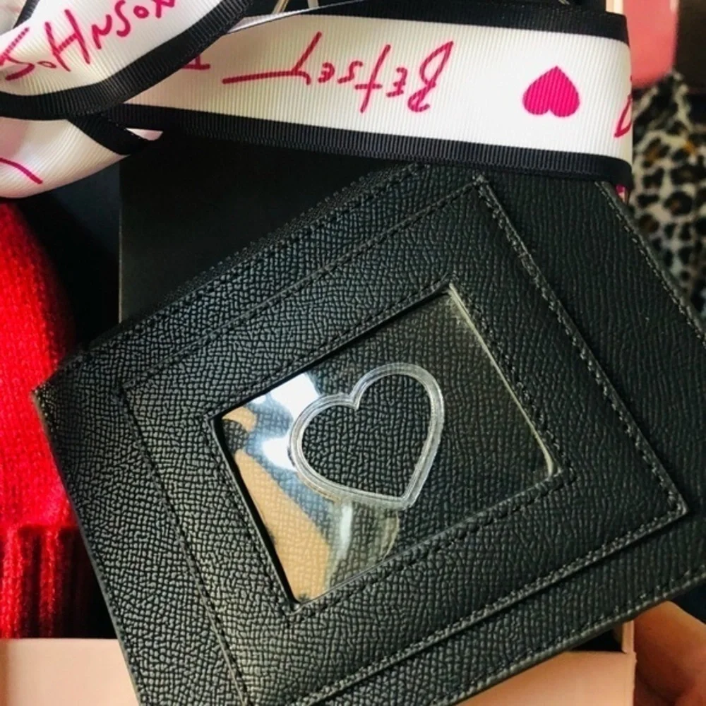 Betsey Johnson Pom Pom Beanie & Card Case Wallet Key Fob Gift Set NWT